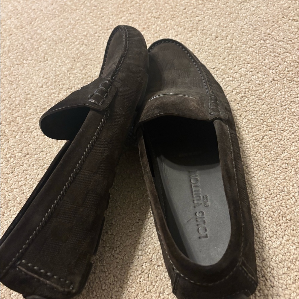 Louis Vuitton Men's Dark Brown Suede Penny Loafers - Picture 14 of 14